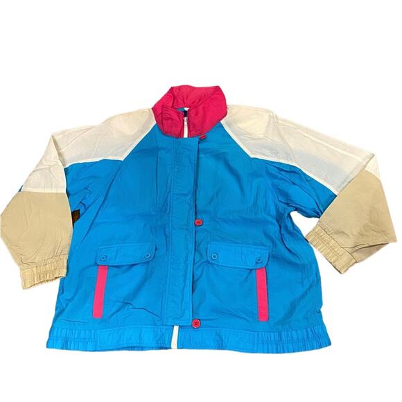 Vintage Napa Valley Color Blocked Full Zip Windbreaker Womens XXL Pink and Blue - Picture 1 of 4